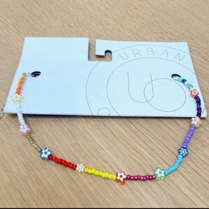 Urban Outfitters Rainbow Multicolor Beaded Choker Necklace w Flower Beads